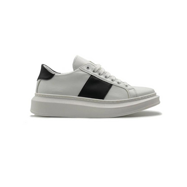 Sneakers bianche in pelle con inserto nero - FLAG STORE